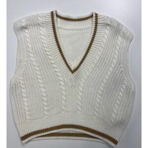 Women Cropped Sweater Vest White Shein Size L